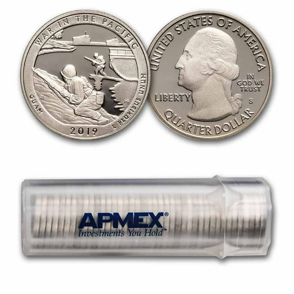 2019-S ATB Quarter War in the Pacific 40-Coin Roll Gem Proof