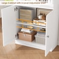 thumbnail image 2 of Homfa 71"H Pantry Cabinet with Tempered Glass Doors, 5 Tier Cupboard with Adjustable Shelf for Kitchen Dining Room, White, 2 of 7