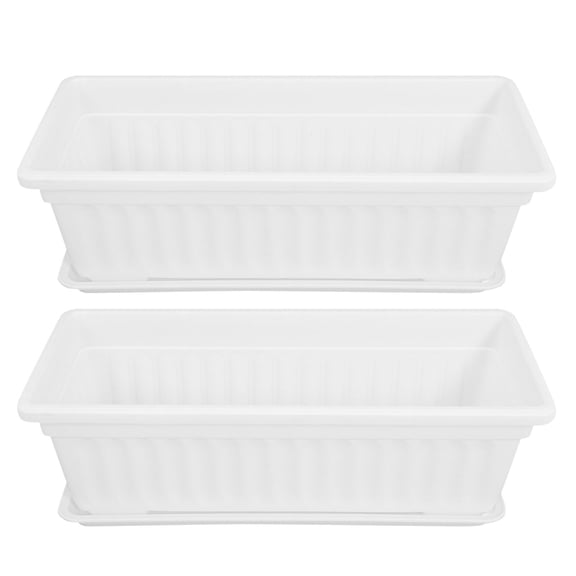 GETAJGHSD Patio Planters Planter Boxes For Home Gardening White Plastic 2Pcs 17X7.5X5.5In