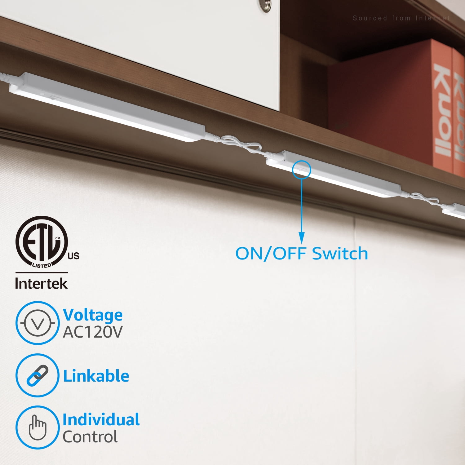 12 Pack Linkable LED Under Cabinet Light, Plug in Under Cabinet LED Lighting, ETL Listed, Individual Control, 12 Inch, 4000K Cool White (Included 3*Power Cord)