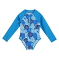 thumbnail image 3 of Sxiwei Kids Girls One Piece Rashguard Swimsuit Long Sleeve Zipper Sun Protective Swimwear Bathing Suit Blue Flower 10, 3 of 7