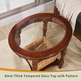 thumbnail image 5 of LEEMTORIG Oval Round Glass End Table, 2-Tier Solid Wood Glass Top End Side Tables, Traditional  Nightstand for Bedroom Living Room Office, 28" W x 22" D x 24.2" H, Cherry Walnut CJZ-1533-GT, 5 of 7