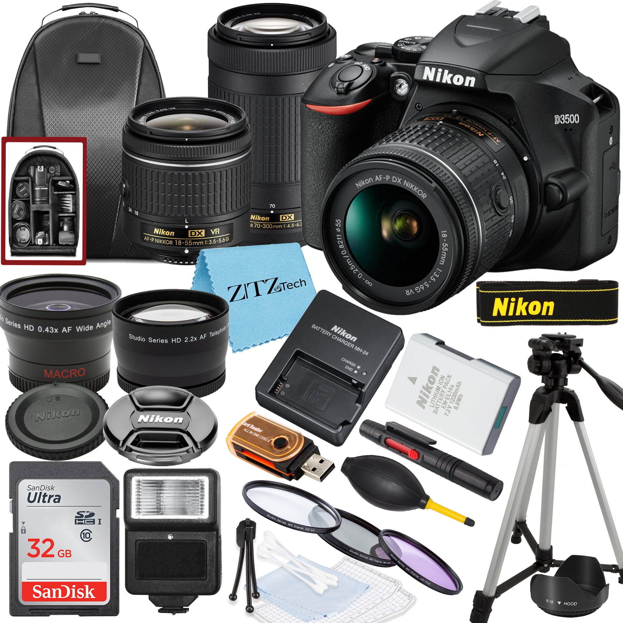Nikon D3500 DSLR Camera with NIKKOR 18-55mm, 70-300mm Lens