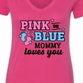 thumbnail image 4 of Inktastic Pink or Blue Mommy Loves You Women's V-Neck T-Shirt, 4 of 5