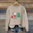 thumbnail image 2 of Nfurl Womens Ugly Christmas Sweaters Cute Xmas Tree Santa Claus Graphic Knit Pullover Sweater Long Sleeve Crewneck Christmas Clothes Beige L, 2 of 4