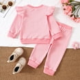 thumbnail image 4 of Afdoent Kids Toddler Baby Girls Outfits Sets Cute Striped Embroidered Long Sleeve Top And Pants Casual Playwear For Toddler 6-12 Months, 4 of 9
