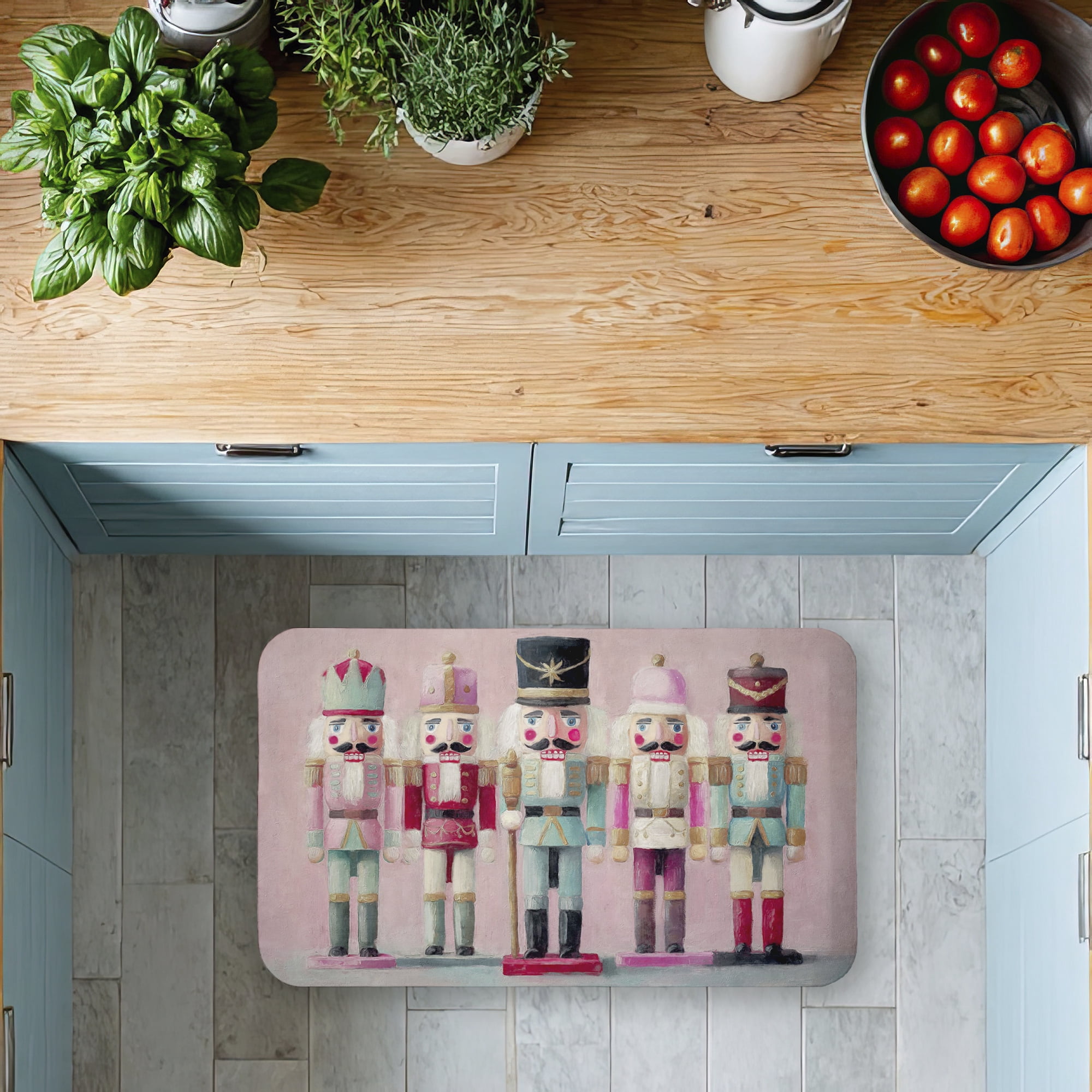 Stupell Industries Classic Nutcrackers on Pink Printed Anti-Fatigue Floor Mat, design by Nina Blue