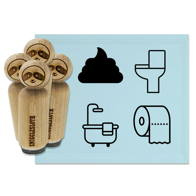 Bathroom Bathtub Towel Toilet Poop Paper Roll Rubber Stamp Set for  Scrapbooking Crafting Stamping - Mini 1/2 Inch 