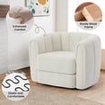 thumbnail image 6 of Aukfa 37" Swivel Accent Chair Pumpkin Armchair for Living Room, Bedroom, Teddy Fabric, Beige, 6 of 10