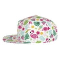 thumbnail image 3 of Daiia Cute Flamingo print Flat Bill Hats Flat Brim Trucker Cap Baseball Cap Adjustable Classic Low Profile Hat Unconstructed Plain Cap, 3 of 9