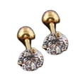 thumbnail image 4 of Ear Studs Anti-allergic Cubic Zirconia Stainless Steel 3 Prong Design Earrings For Daily Life, 4 of 4