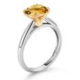 thumbnail image 3 of Gem Stone King 925 Sterling Silver and 10K Yellow Gold Yellow Citrine Solitaire Engagement Ring for Women (2.00 Cttw, Cushion 8MM, Gemstone November Birthstone, Size 9), 3 of 4