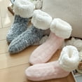 thumbnail image 4 of Mictong women's anti slip slippers socks, plush lined fleece home socks, with added fleece lamb wool home warm socks, warm, soft and comfortable in winter, Gray, 1 pair, 4 of 4