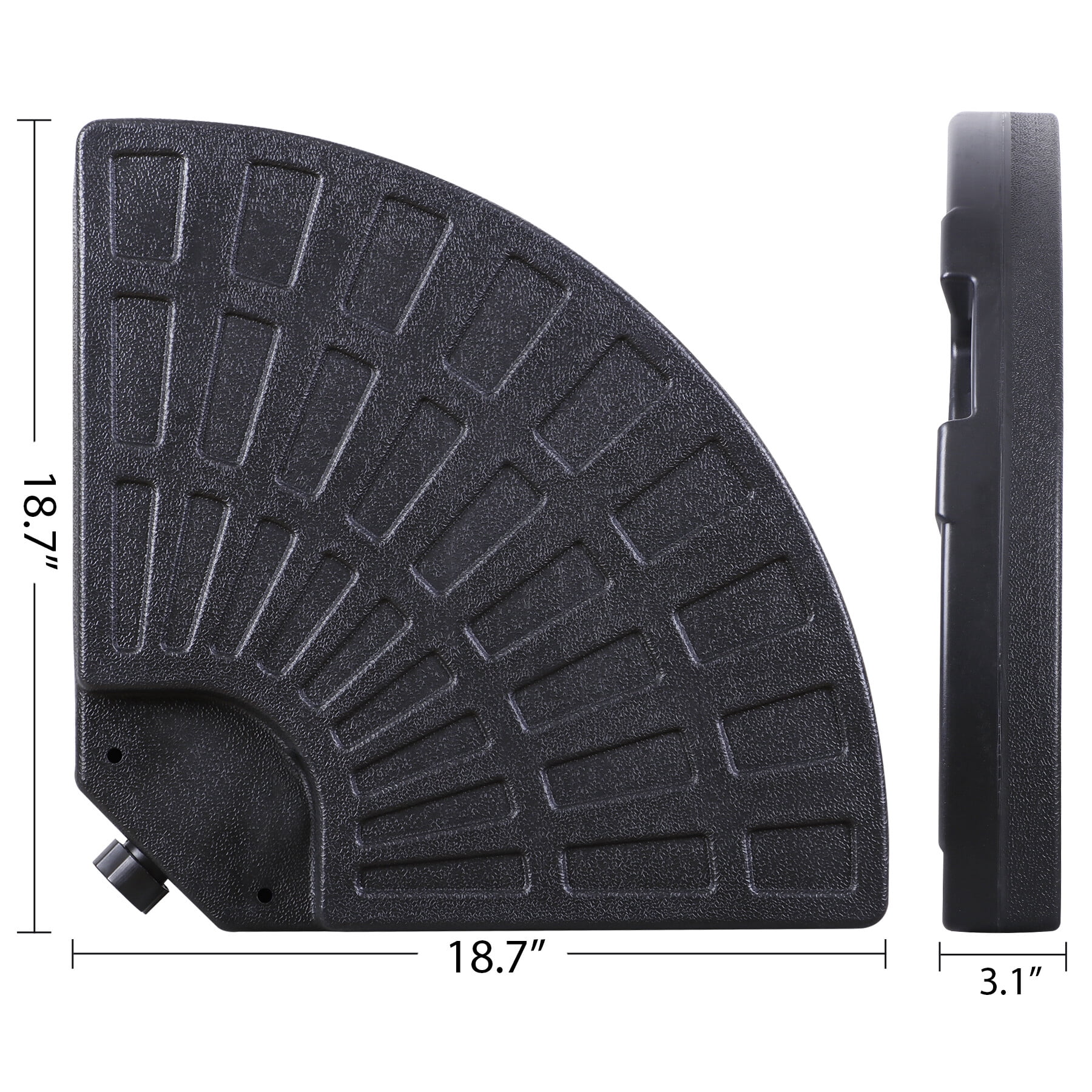 ZENY 4-Piece Heavy Duty Offset Outdoor Patio Umbrella Base Sand w/Carry Handles Easy-Fill Spouts for Water or Sand, Black