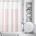 thumbnail image 3 of No Hook Shower Curtain, Simple Vertical Stripes Shower Curtains for Bathroom with See Through Top Window, Modern Minimalist Lines Pink Waterproof & Washable Bath Curtain Extra Long 72"x96", 3 of 9