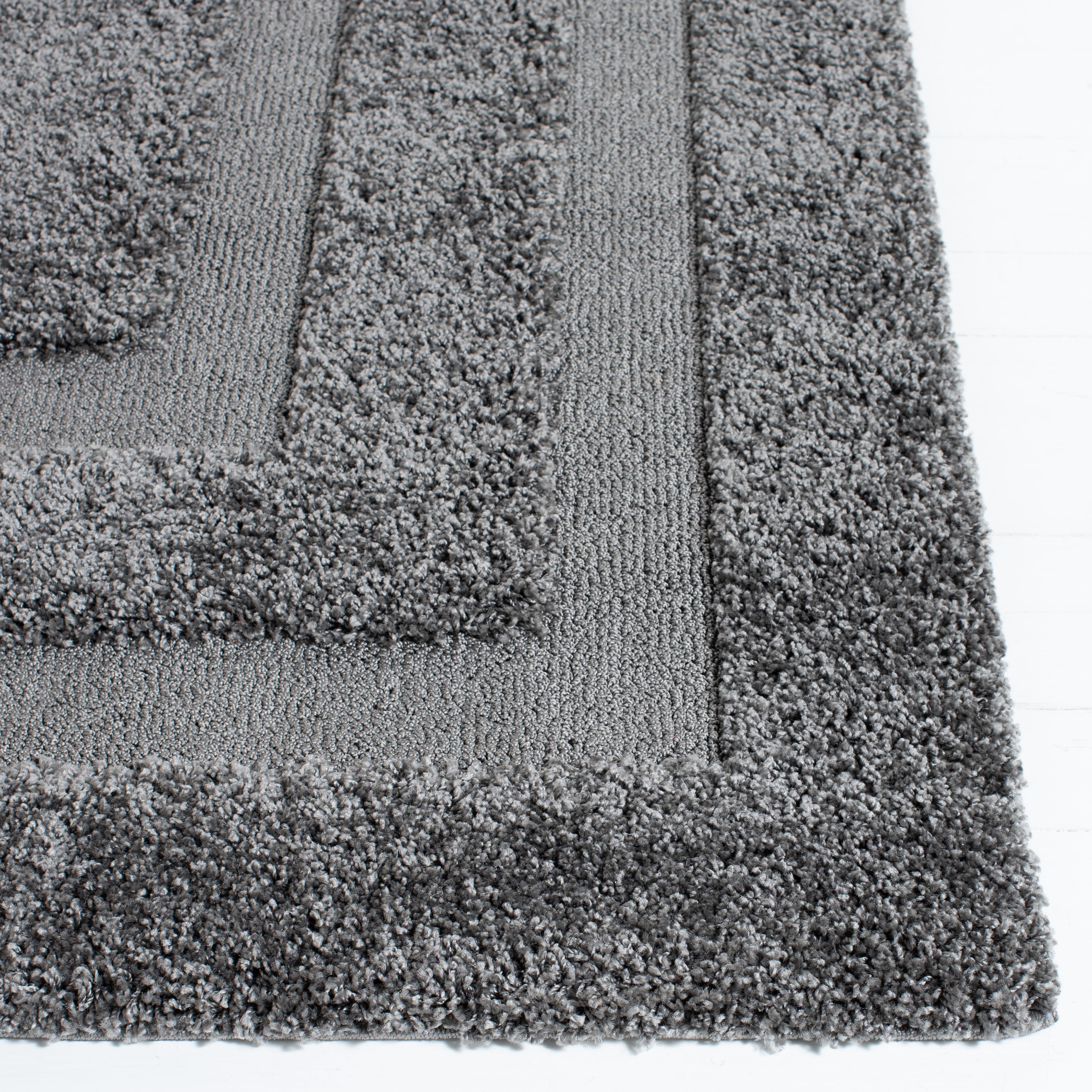 SAFAVIEH Florida Mason Bordered Shag Area Rug, Grey, 2' x 3'