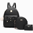 thumbnail image 2 of Kit mochila Moda Casual Pu Bolso monedero para mujer 3 Piezas negro, 2 of 7