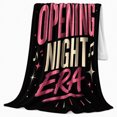 thumbnail image 2 of Opening Night Musical Theatre Typography Retro Stage Spotlight, Cozy Typography Art Scene, Warm Flannel Blanket for Living Room and Reading Nook, Art Lovers Housewarming Gift, Artistic Home Decor, 2 of 9