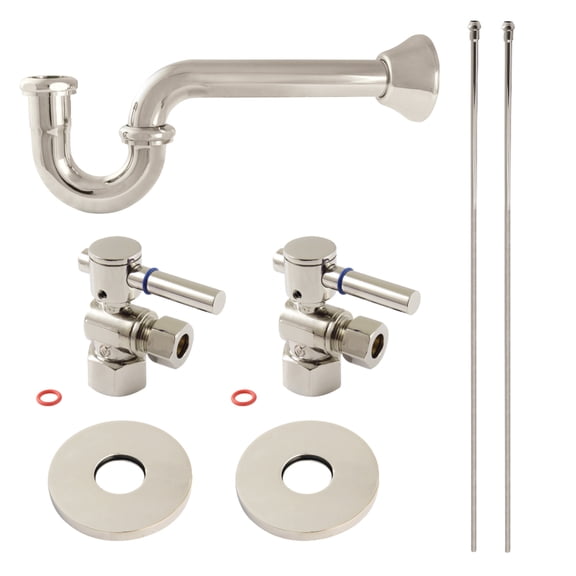 Kingston Brass KPK406 Concord Bathroom Plumbing Supply Kit, 1/2" NPT Female Inlet x 3/8" O.D. Compression Outlet, Polished Nickel