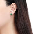 thumbnail image 3 of DA211 - High polished (no plating) Stainless Steel Earrings with Synthetic Synthetic Glass in Emerald, 3 of 3