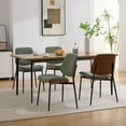 thumbnail image 4 of S-HOME Mid Century Modern Dining Chairs Set of 2 Faux Leather Upholstered with Walnut Bentwood Back and Metal Legs for Kitchen or Dining Room, Olive Green, 4 of 16