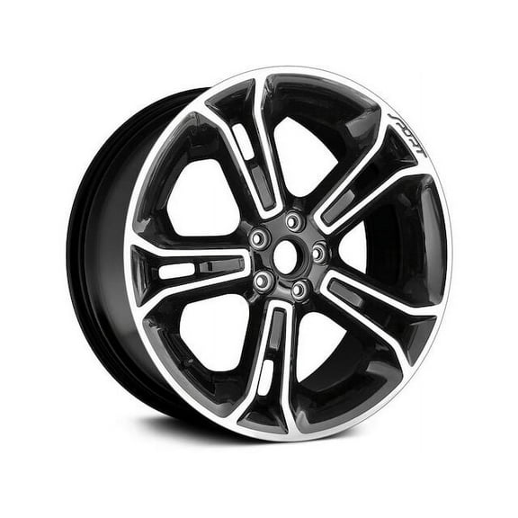 Aluminum Wheel - Machined and Black - 20 x 9 Inch - 44mm Offset - 5 Split Spoke - 5 Lug - Compatible with 2013 - 2015 Ford Explorer 2014