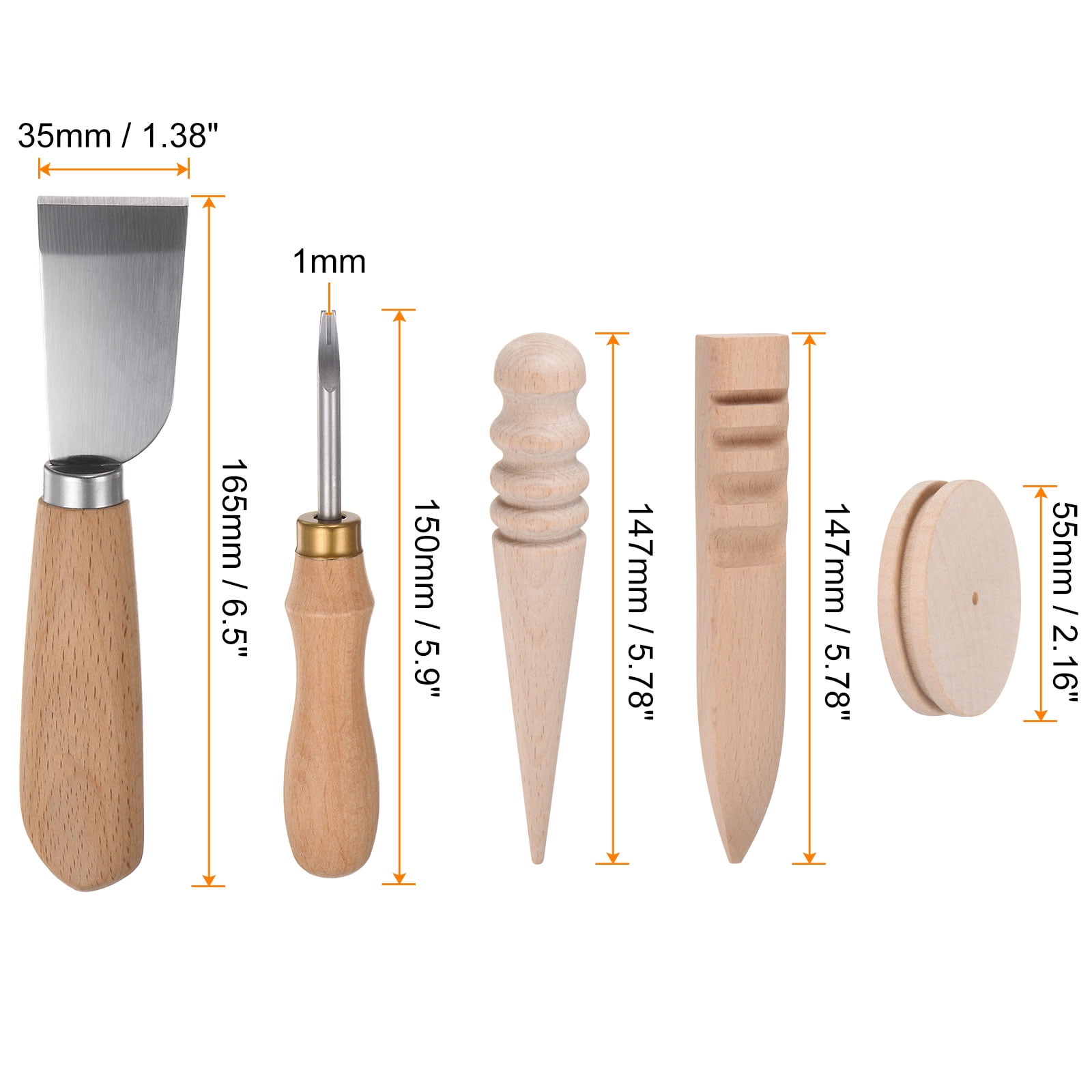 Uxcell Leather Knife Set, Edge Bevelers Cutting Knife Groover 3pcs Wood Burnisher Tool