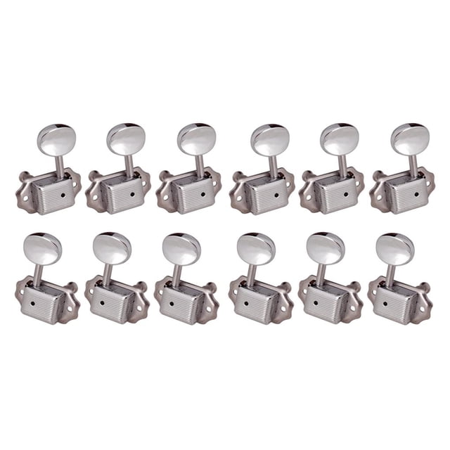 Becaristey Guitare Électronique Tuning Pegs 6-strings Guitares Rétro Style Machine Tête Tuners Boutons Instrument à Cordes Réparation Argent 2Set