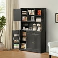 thumbnail image 5 of 67" Kitchen Pantry Cabinet with Microwave Shelf, 5 Doors & 15 Adjustable Shelves, Large Storage Organizer, Also Perfect as Coffee Bar with Wine Glass Racks, 5 of 8