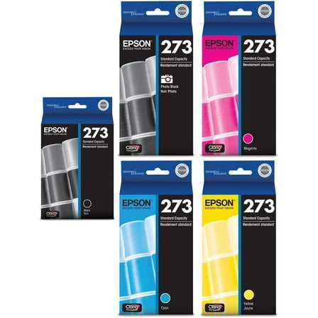 Genuine Epson 273 Color (Black/Photo Black/Cyan/Magenta/Yellow) Ink Cartridge 5-Pack (Includes 1 each of T273020,T273120, T27322