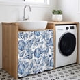 thumbnail image 3 of Coastal Seashell Cabinet Curtains for Kitchen 35"Wx35"L, Summer Nautical Blue Shell Starfish Hampton Style Sink Cabinets Magic Tape Short Curtain Privacy Panel for Bathroom Vanity Cabinets, 3 of 9