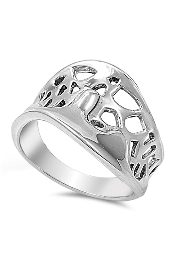 Wide Filigree Wave Cutout Abstract Ring .925 Sterling Silver Band Jewelry Female Male Unisex Size 10