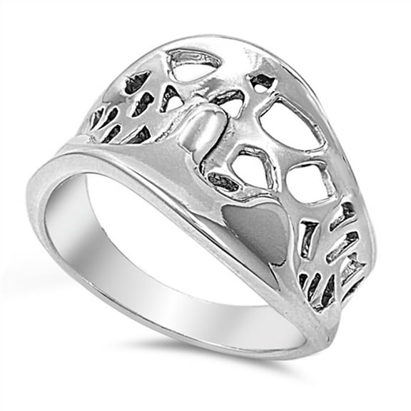 Wide Filigree Wave Cutout Abstract Ring .925 Sterling Silver Band Jewelry Female Male Unisex Size 9