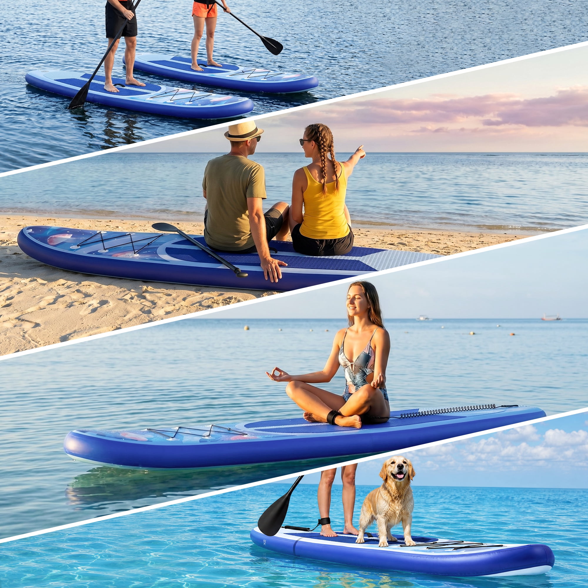 Naipo 10.6 ft. Inflatable Stand up Paddle Board Inflatable SUP with Premium Accessories Set Bi-Action Pump(10 Mins Inflate) Capacity 370 lbs for 2-3 People for Youth & Adult