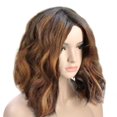 thumbnail image 4 of CNKOO Perruque Courte Ondulée Bobo Cheveux Humains Rose Filet Perruques Sans Colle avant Noir Femmes, 4 of 5