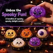 Halloween Ghost Dumpling Squishy, Dumplings Squishies with Steamer Stress Balls, Stretchy Clear Gel Fidget Sensory Toy, Halloween Birthday Holiday Desk Gift for Kids Adults A11 Random-1PCS