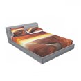 thumbnail image 3 of Landscape Bedding Set with Sheet & Covers, Scenery of the River Between Rock Cliffs with Mystical Sky Image, Printed Bedroom Decor 2 Shams, 4 Sizes, Orange Yellow, by Ambesonne, 3 of 3