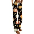 thumbnail image 5 of WTOBBY Women's Drawstring Halloween Print Trousers, Casual Loose Fit Novelty Pants with Elastic Waist for Seasonal Holiday Outfits,Saffron M, 5 of 7