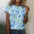 thumbnail image 2 of yoeyez Ladies Tops and Blouses Vintage Floral Crewneck Blouse Short Sleeve T Shirts Casual Summer Wildflower Plant Tee Shirts, 2 of 6