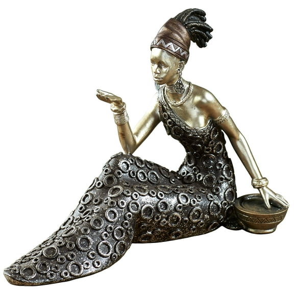 Beckon Masai Woman Figurine Brushed Bronze 11"W x 4"D x 8"H