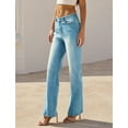 thumbnail image 6 of PAOLA RIBONI Womens Mid Waisted Rhinestone Jeans Straight Wide Leg Vintage Wash Sparkling Bling Denim Pants Shiny Sequin Trouser, 6 of 8