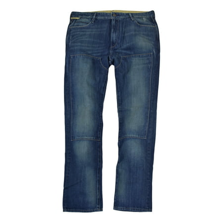 Hickey Freeman Mens Premium Distressed Denim Jeans, Wharf Blue