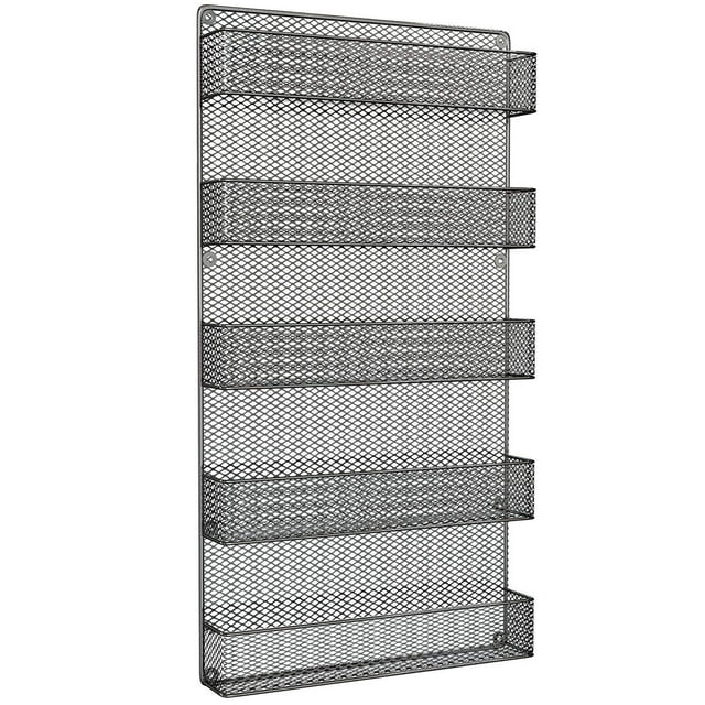 Organizador para especias, estantes de alambre de 5 niveles que ahorran espacio para despensa o gabinetes, organización y almacenamiento de cocina (negro)