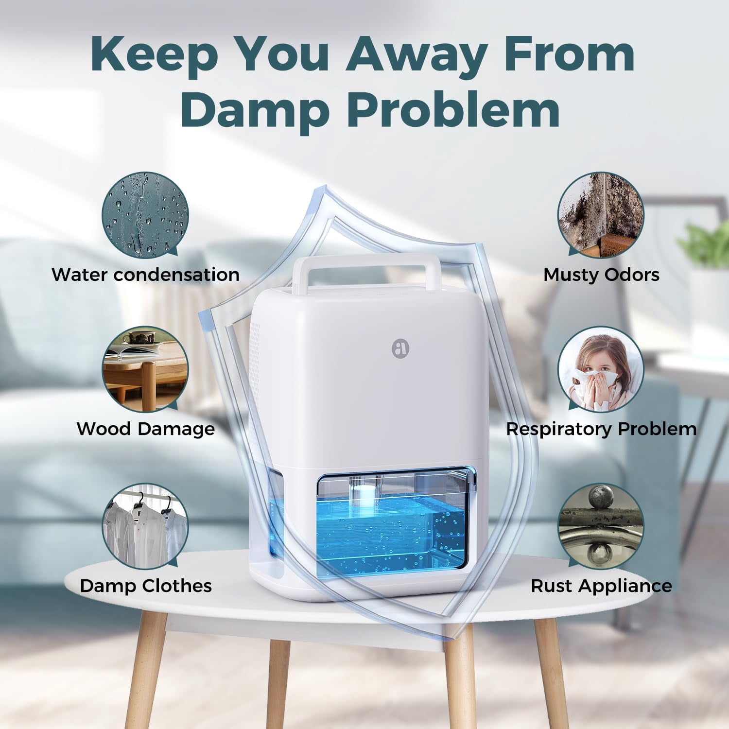 60 Oz Dehumidifier for Home with Dual Semiconductor Condensers Quiet Sleep Mode Auto-Off Timer Portable Small Dehumidifiers for Bathroom Bedroom RV