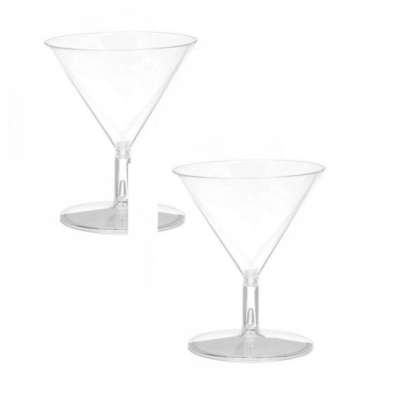 2 Pcs Plastic Martini Glasses, Disposable Cocktail Glass Plastic Champagne Flutes Cup Party Goblet Bar Drink Mini Wine Dessert for Outdoor Parties Weddings Picnics