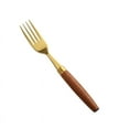 thumbnail image 1 of Zhuge Tenedor con mango de madera retro, tenedor para servir de acero inoxidable, tenedor de madera, dorado con mango marrón, 4 piezas, 1 of 5
