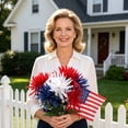 thumbnail image 2 of 13.3" Patriotic Artificial Rose Flowers Table Centerpiece, 4th of July Red White and Blue Flower Decorations for Vase Filler, DIY Bouquet, Independence Day Home Party Supplies for Mantel Table, 2 of 6
