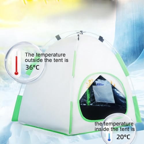 Pet Cooling House with 4 Ice Packs and Mat, Foldable Tent for Indoor Outdoor Use