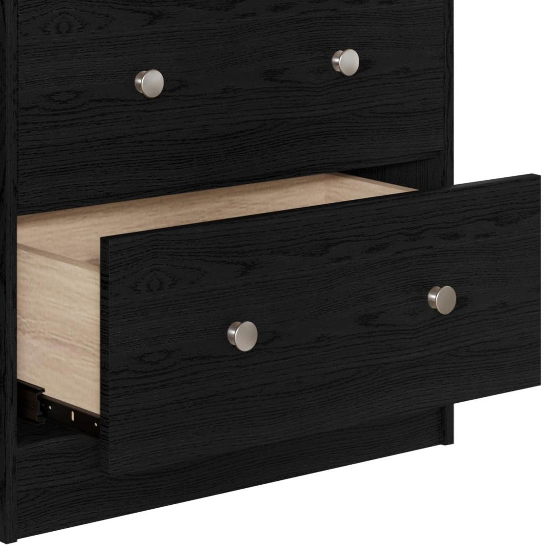 Home Design Trenton 2-Drawer Nightstand, Set of 2, Modern Side Tables for Bedroom, Black
