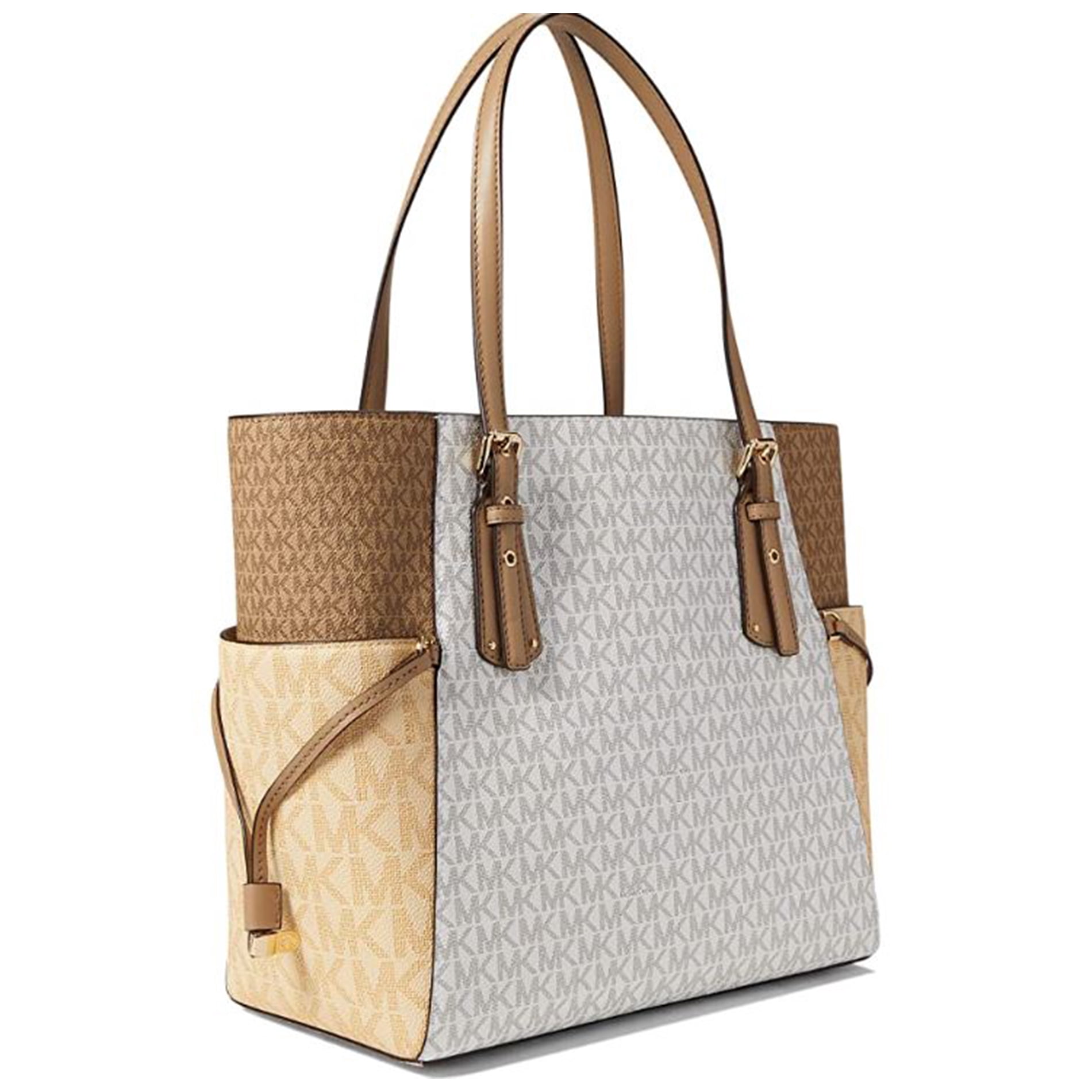 Michael Kors by Michael Kors Women's Leather Color-Blocked East/West Tote, Buttermilk Multicolor